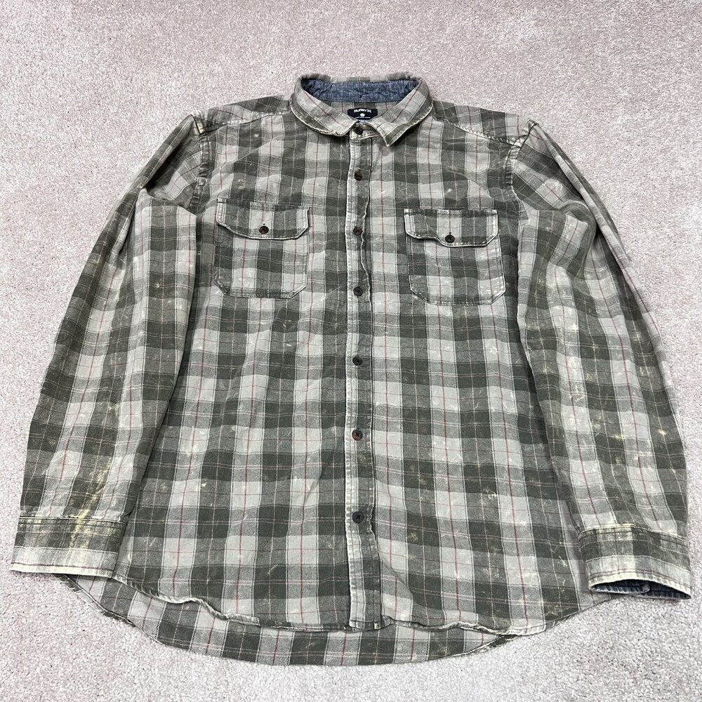 Hurley Button Down Shirt Men’s Multicolored Plaid Long Sleeve Collared Size XL